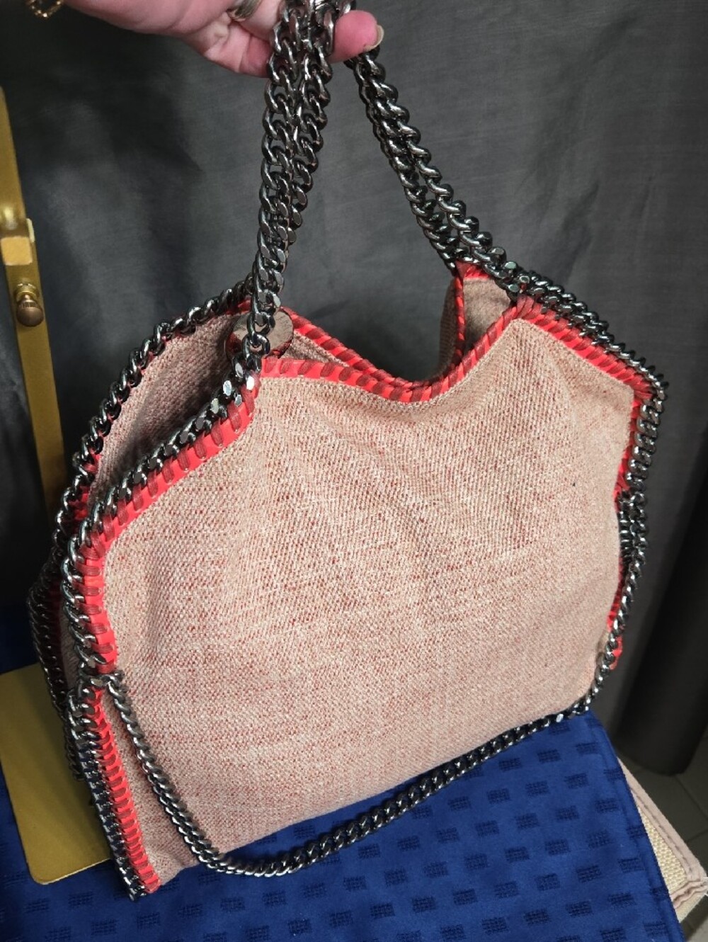 Stella McCartney Large Falabella Pink Tweed Tote with Gunmetal Chain Trim - Picture 5 of 16